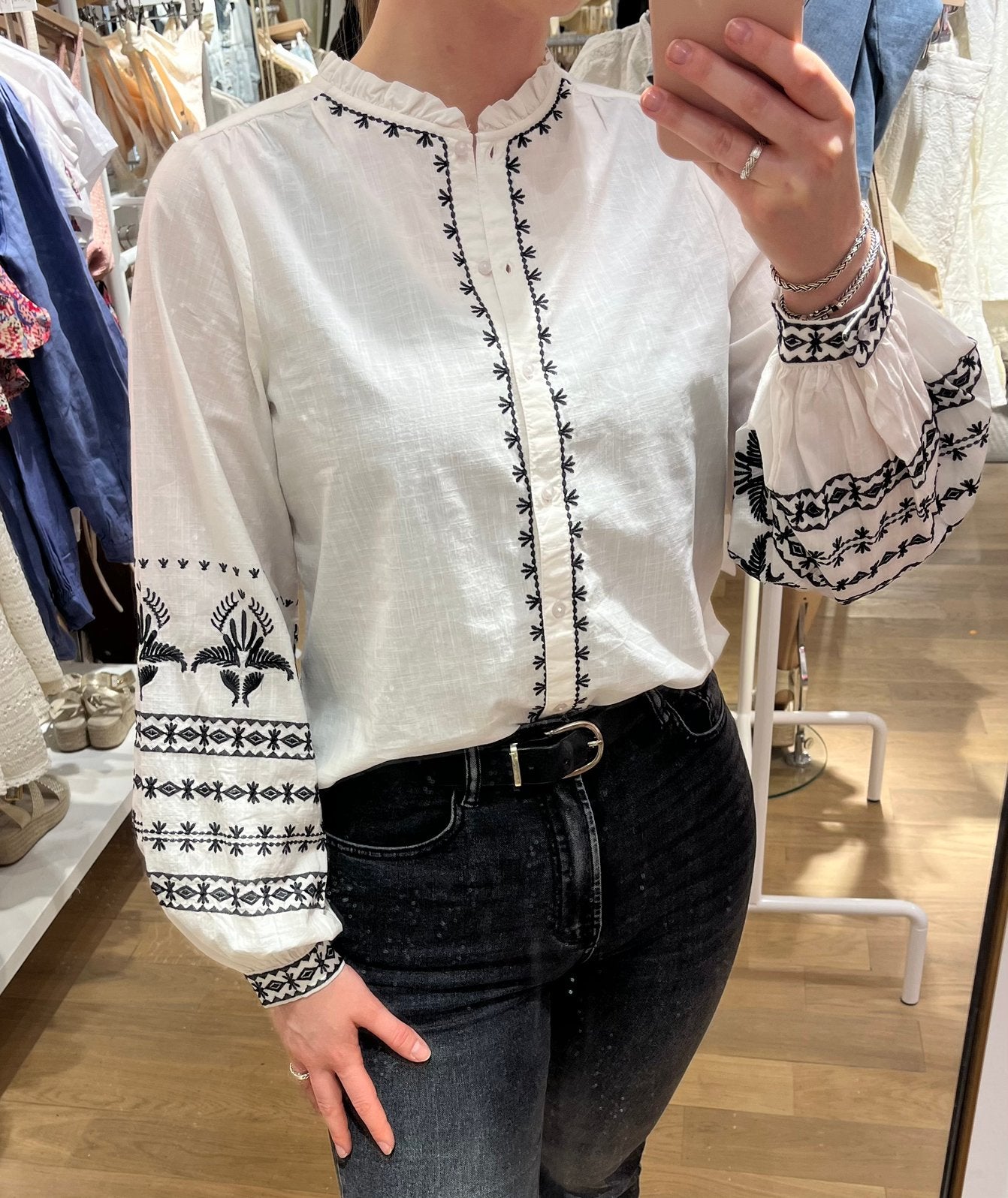Cotton Club blouse maat M zwart/wit, Ophalen of Verzenden, Zo goed als nieuw, Maat 38/40 (M), Wit