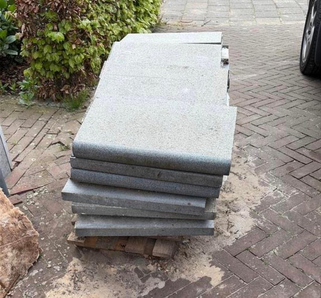 Randtegels (natuursteen) voor zwembad, Ophalen, Gebruikt, Natuursteen, Terrastegels