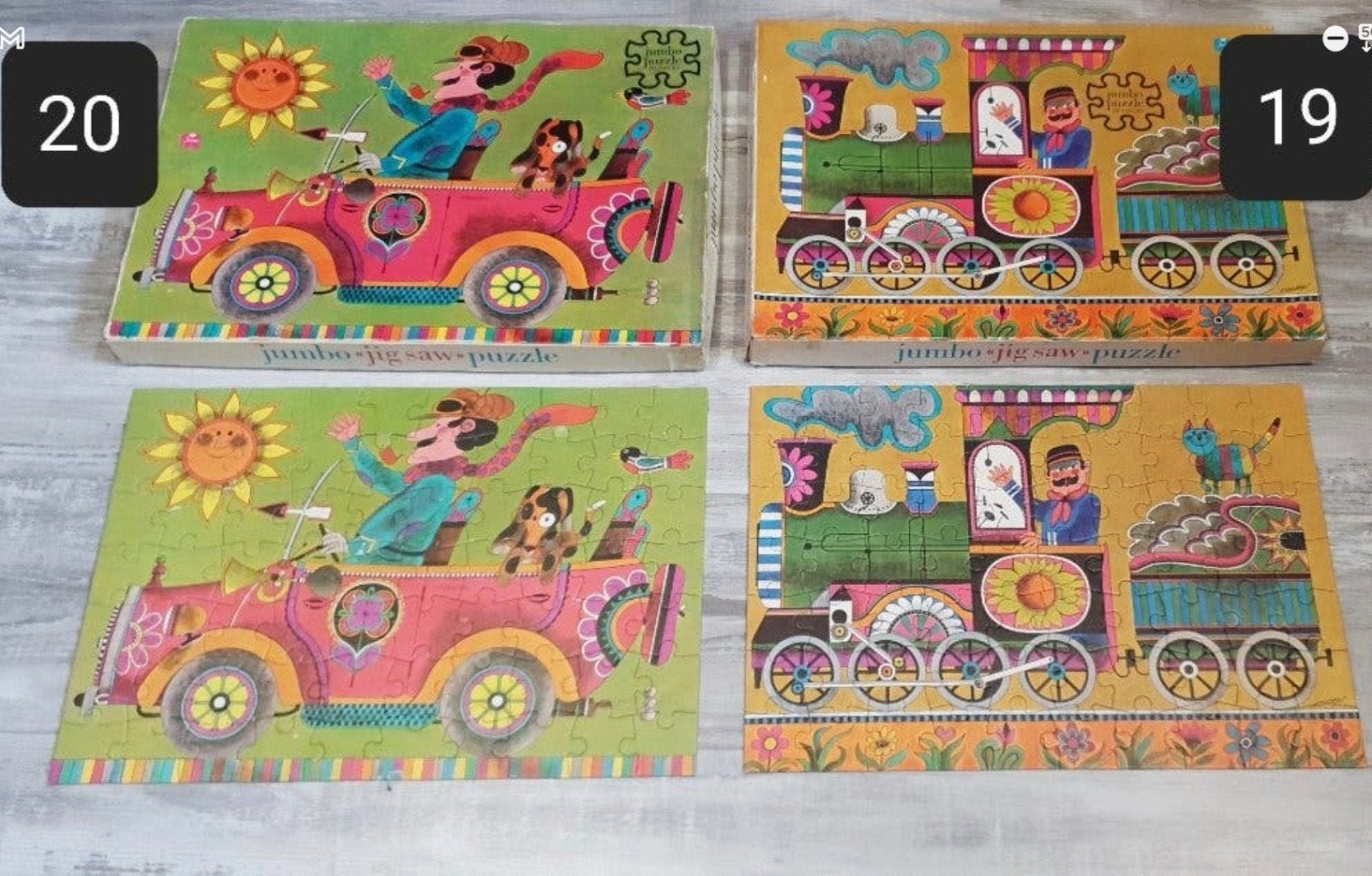 Jumbo Puzzels Trein & Auto - 70 stukjes (2 stuks), Ophalen, Meer dan 50 stukjes, Gebruikt, 4 tot 6 jaar