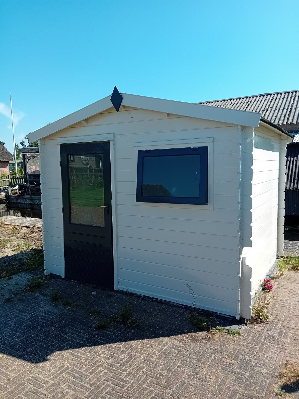 tuinhuisje 2.50 x2.90 tevens +_60m2 terras stenen, Ophalen, Gebruikt, 250 tot 500 cm