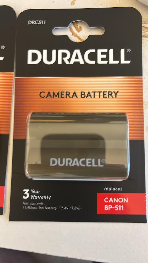 Duracell batterij voor Canon camera, Ophalen of Verzenden, Nieuw, Oplaadbaar