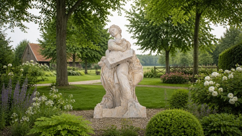 Marmeren tuinbeeld ‘De Herfst’ – 195 cm – ca. 500 kg, Tuin en Terras, Ophalen, Zo goed als nieuw, Steen, Mensenbeeld