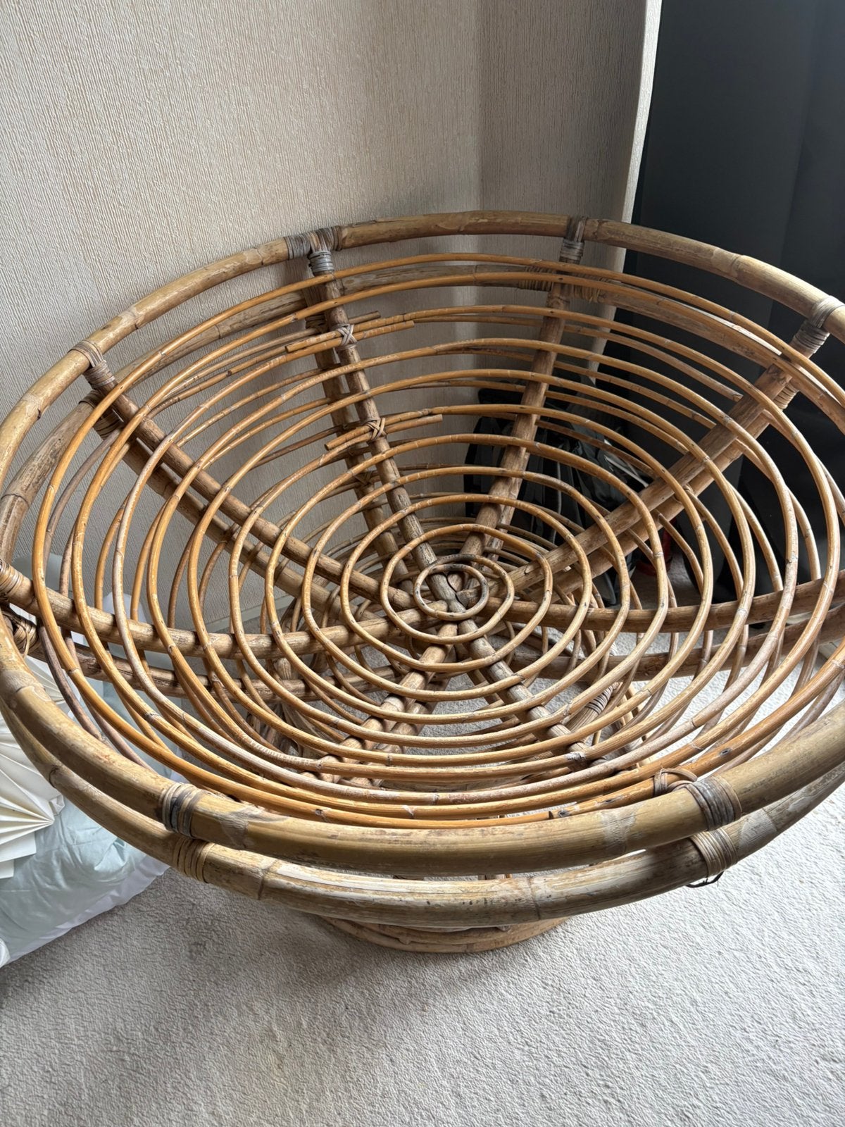 Papasan lounge stoel, Ophalen, Zo goed als nieuw, Rond, Riet