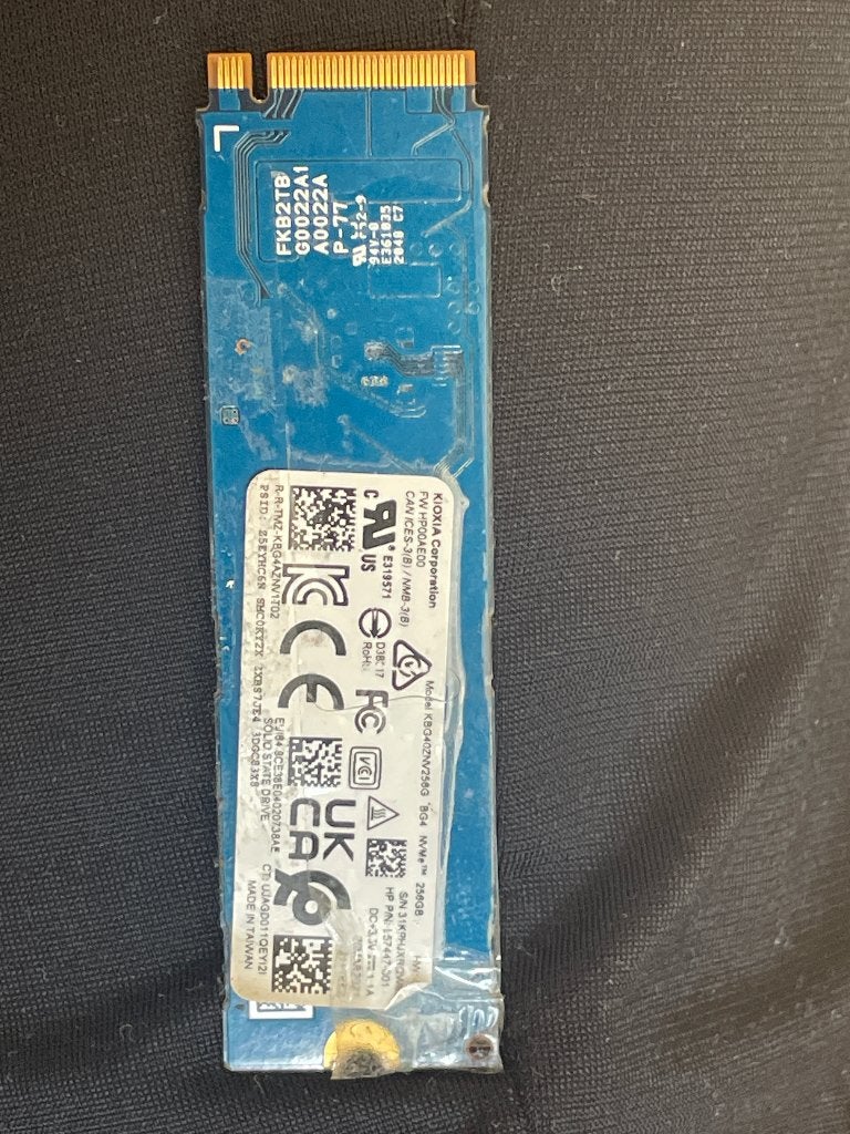 Kioxia BG4 NVMe SSD 256GB M.2, Intern, Gebruikt, 256GB, SSD