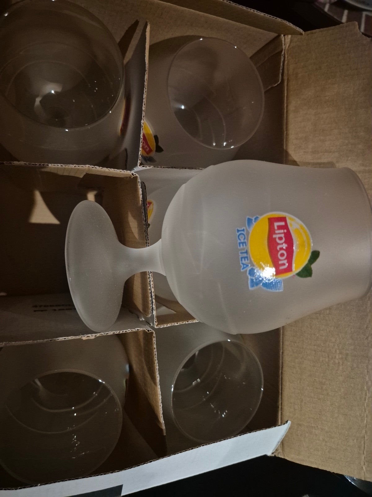 Lipton Ice Tea Glazen - 3 dozen x 6 stuks (18 glazen), Glas, Nieuw, Ophalen of Verzenden, Wit