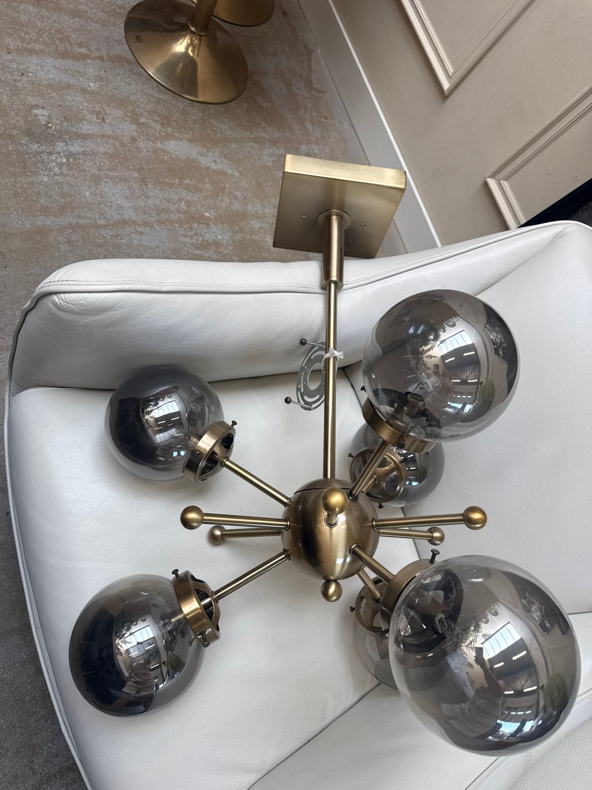 Gouden Hanglamp met Glazen Bollen - Modern Design, Ophalen, Nieuw, Glas, 50 tot 75 cm