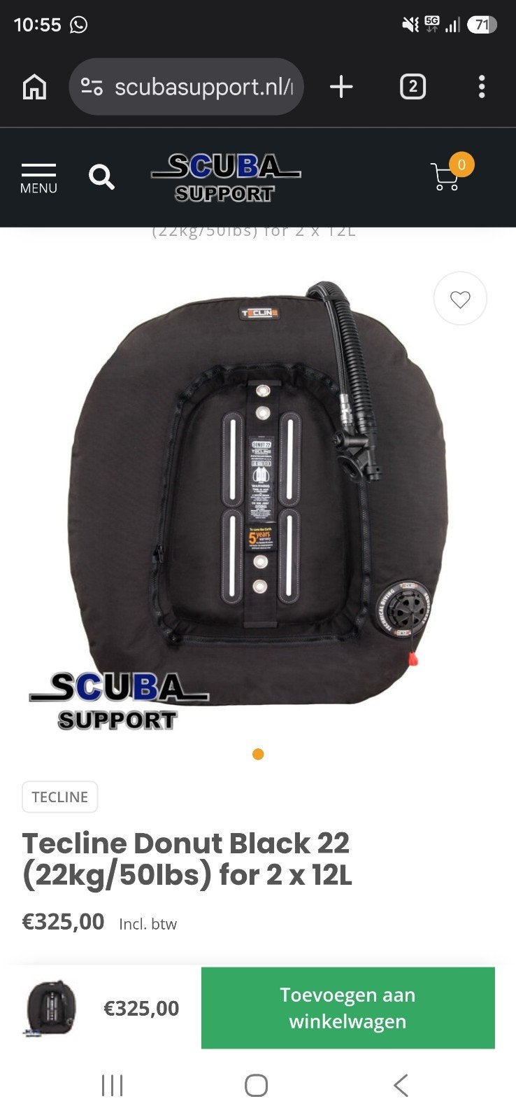 Tecline Donut Black 22 (22kg/50lbs) voor 2 x 12L, Watersport en Boten, Ophalen, Nieuw, Trimvest of Wing