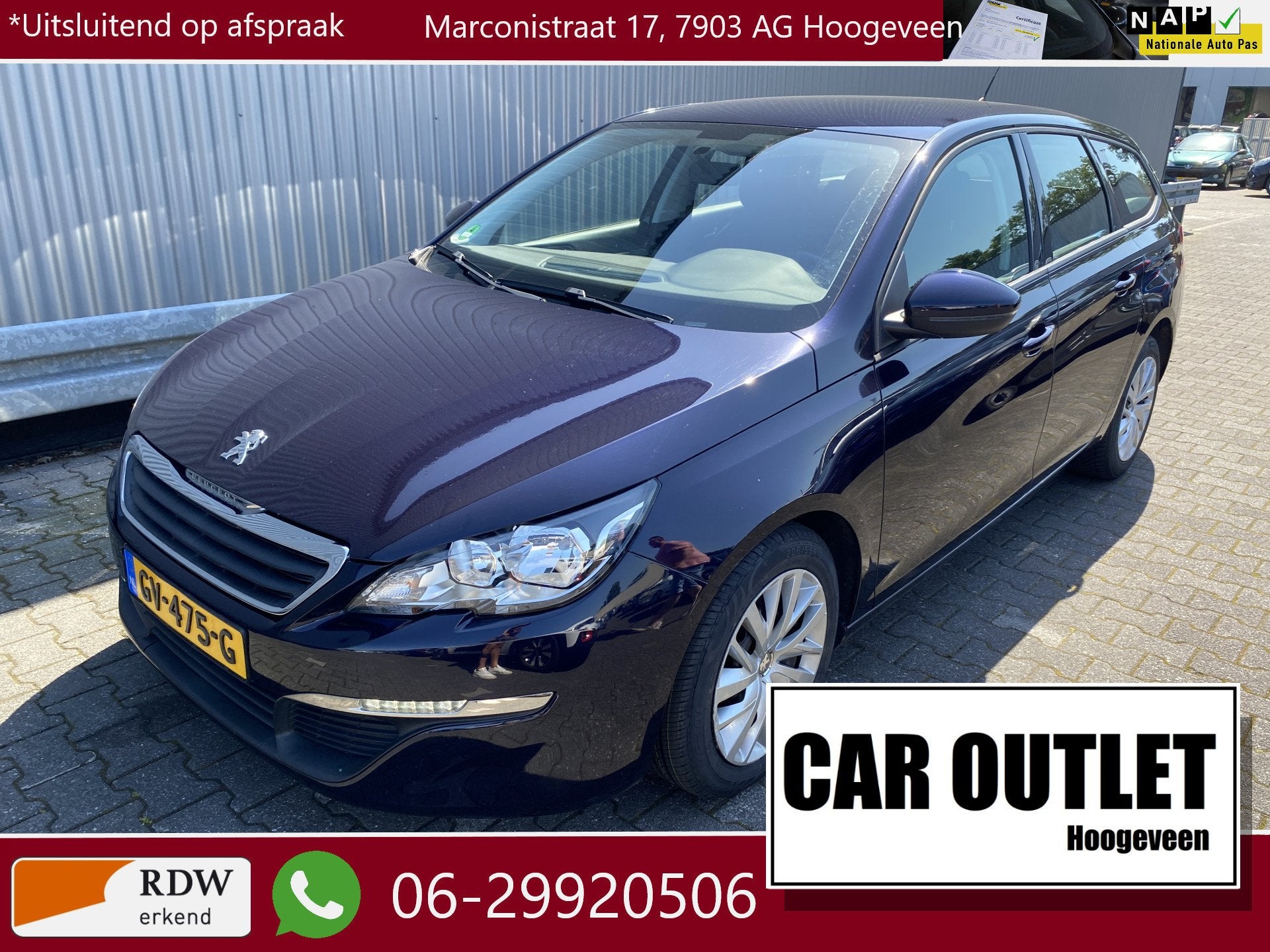 Peugeot 308 SW 1.2 PureTech Blue Lease A/C, Navi, CC, Trekh,, Voorwielaandrijving, Stof, Gebruikt, Euro 6