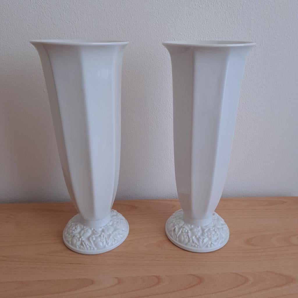 Twee Witte Porseleinen Vazen - Rosenthal Classic Rose, Ophalen of Verzenden