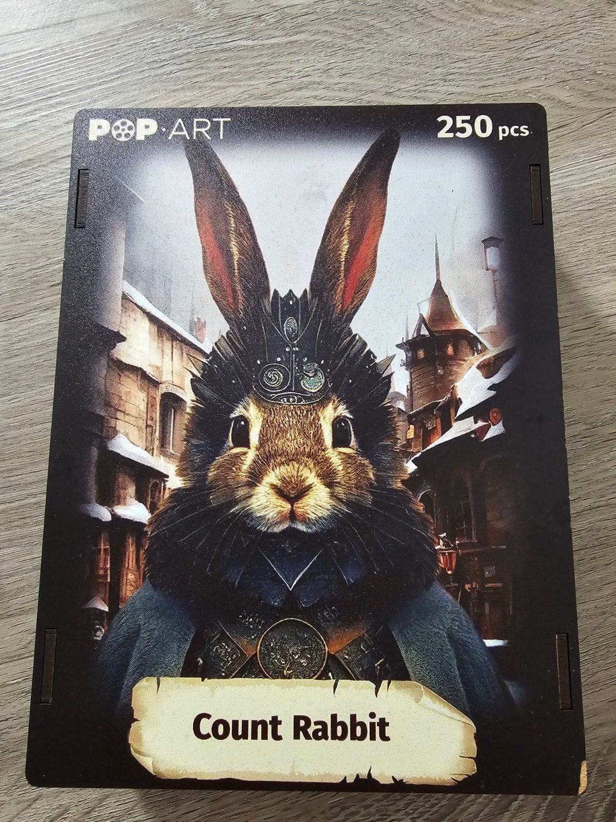 Luxe houten jigsaw puzzel pop-art count rabbit 250, Ophalen of Verzenden, Minder dan 500 stukjes, Zo goed als nieuw, Legpuzzel