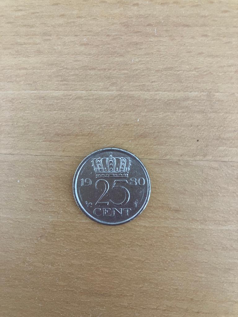 Kwartje 1980, Ophalen of Verzenden, Koningin Juliana, 25 cent, Losse munt