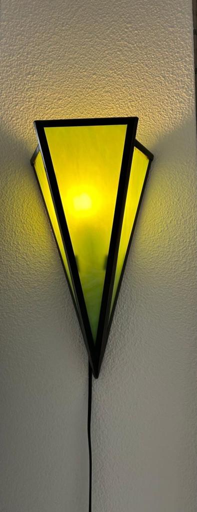 Vintage Art Deco wandlamp met groen glas, Ophalen