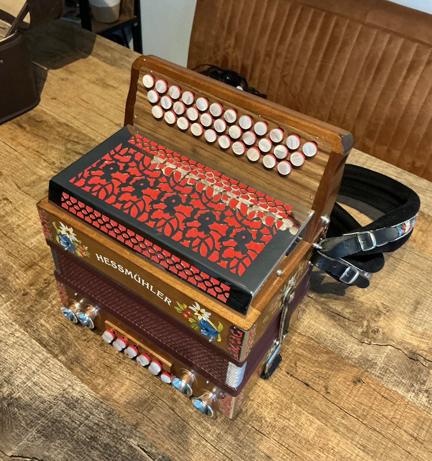 Te koop Hessmühler trekharmonica, Muziek en Instrumenten, Accordeons, Overige formaten, Met koffer, Zo goed als nieuw, Ophalen