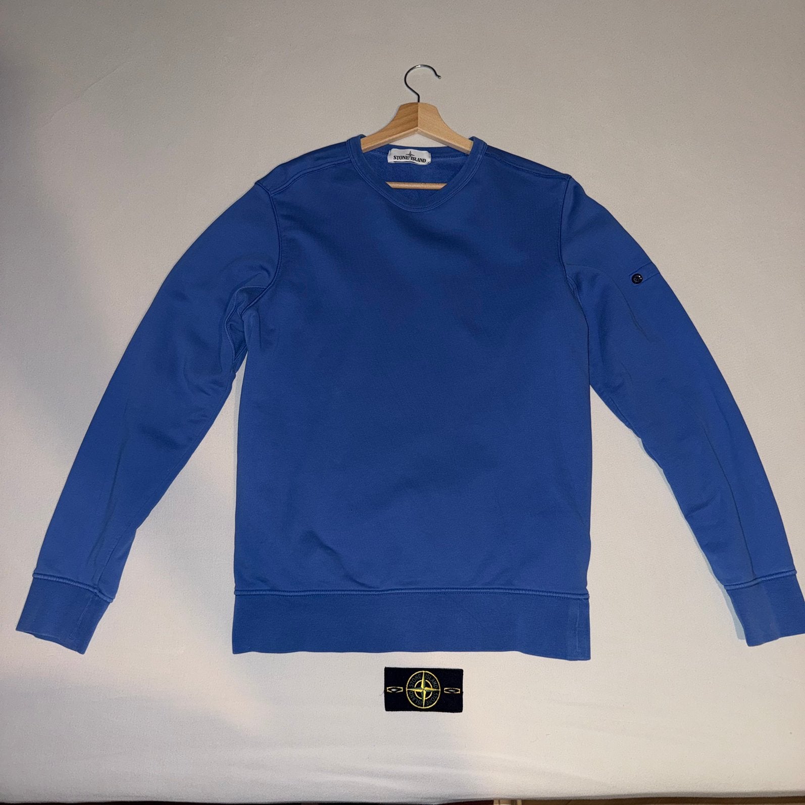 Stone Island Fleece Crewneck kleur Lake Blue, maat M., Ophalen of Verzenden, Zo goed als nieuw, Maat 48/50 (M), Blauw