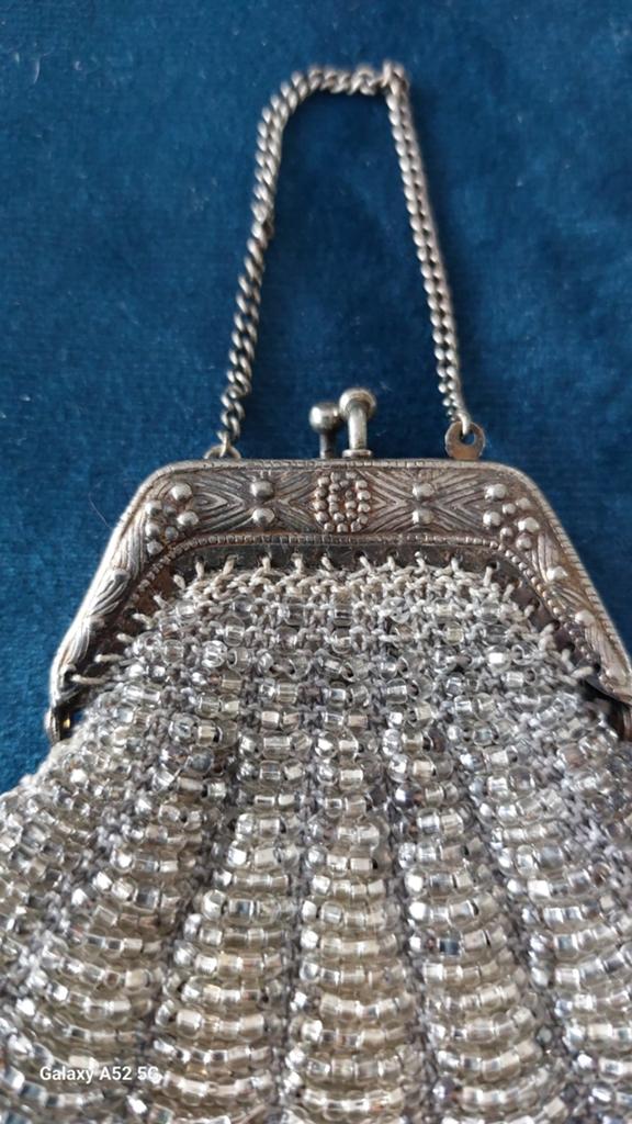 Antiek Beursje met kraaltjes, Ophalen of Verzenden, Zilver