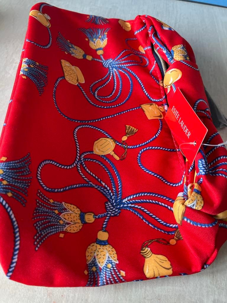 Estée Lauder Make-up Tasje Rood met Kwastjes Patroon, Ophalen of Verzenden, Nieuw, Rood, Dame