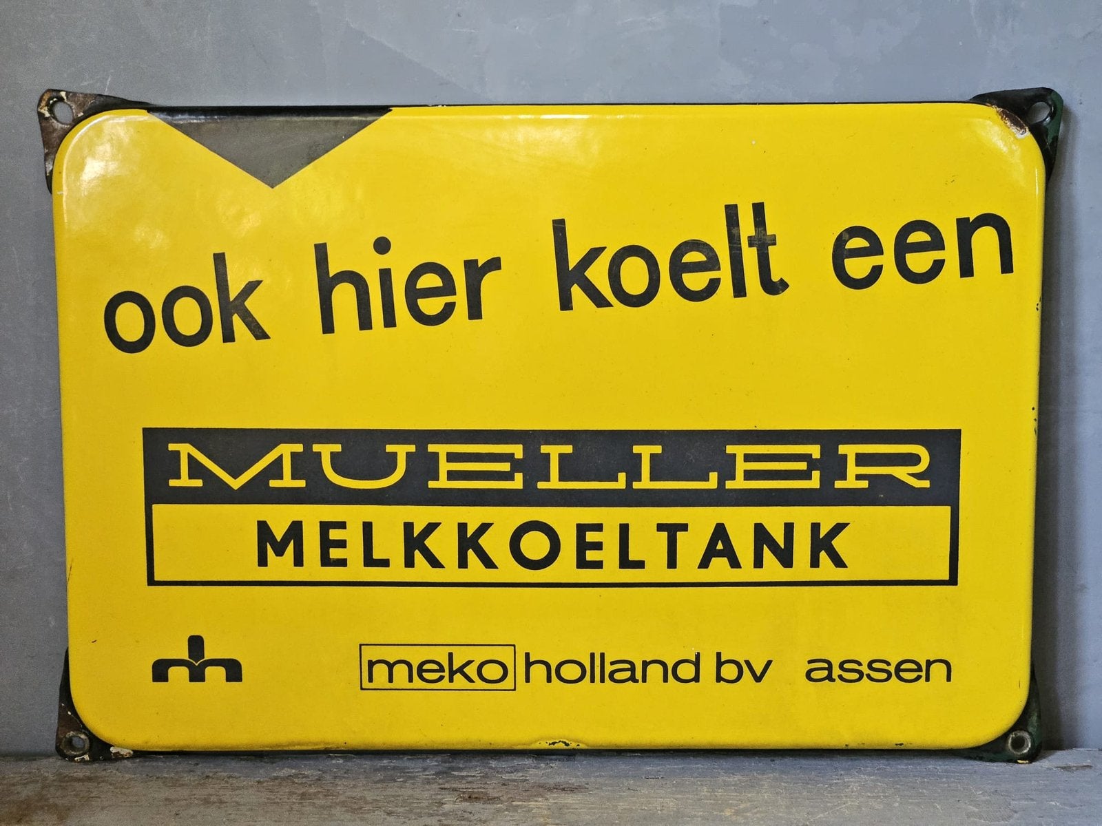Emaille bord Mueller Melkkoeltank, Ophalen of Verzenden
