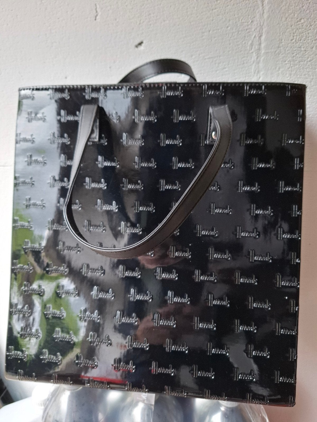 Harrods Shopper Tas Zwart Glanzend, Sieraden, Tassen en Uiterlijk, Tassen | Damestassen, Zo goed als nieuw, Shopper, Zwart, Ophalen of Verzenden