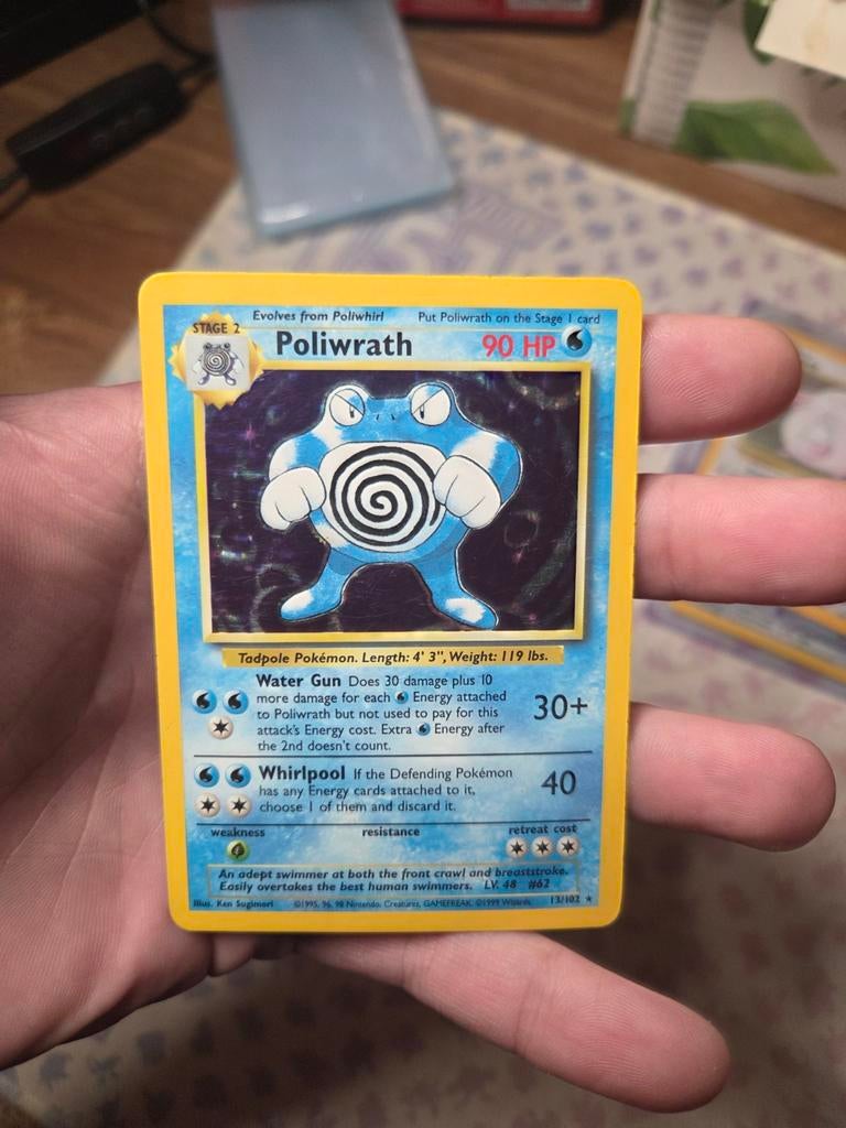 Poliwrath 13/102 Holo Base Set 1999 Wotc, Ophalen of Verzenden, Zo goed als nieuw, Losse kaart, Foil