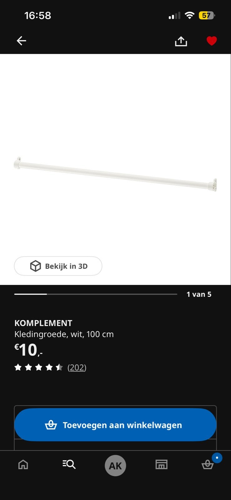 IKEA Pax Komplement kastinrichting 100x58 (gebruikt), Huis en Inrichting, Ophalen, Overige materialen, Gebruikt, 200 cm of meer