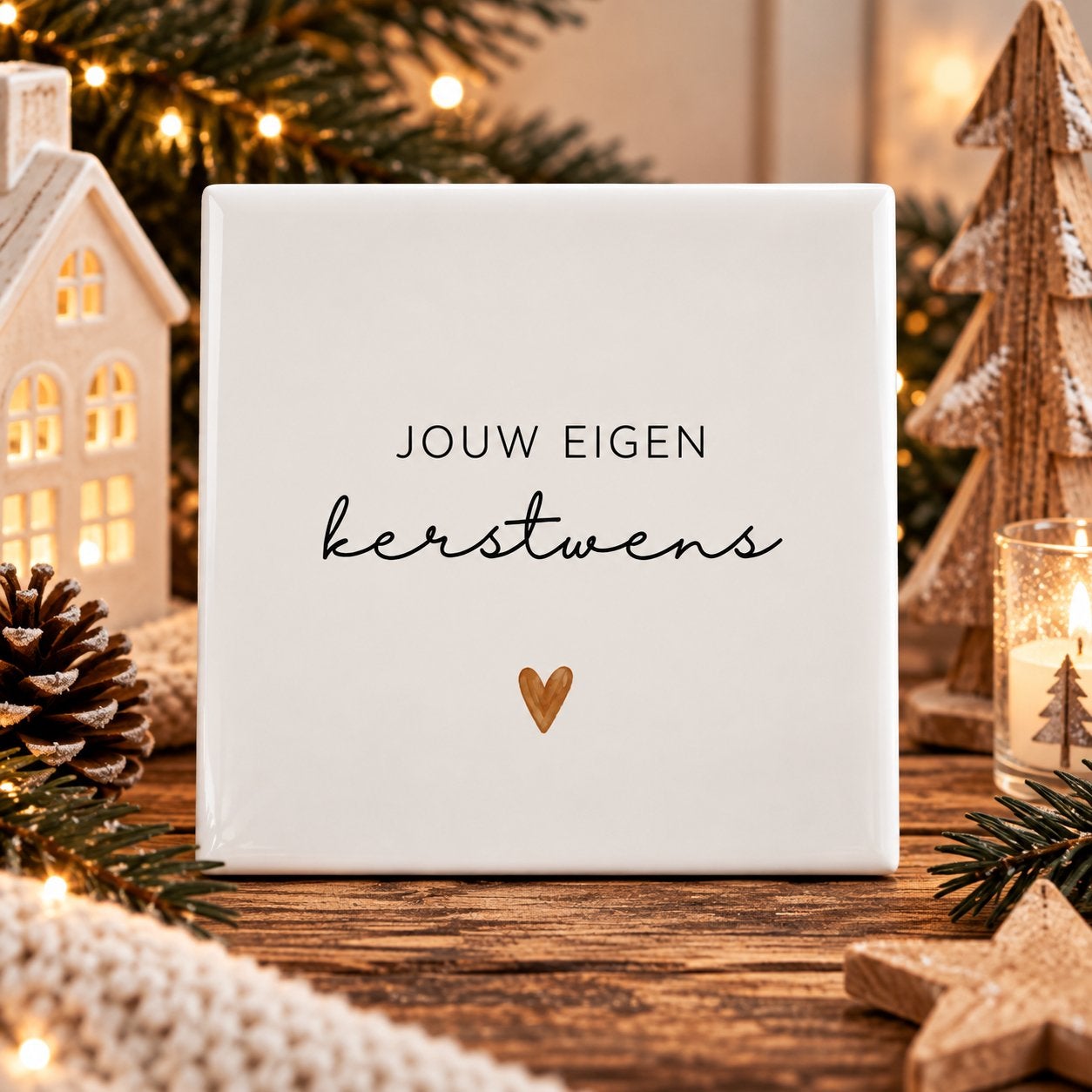 Gepersonaliseerde Kerst Tegel, Nieuw, Steen/keramiek, Ophalen of Verzenden, 11 cm