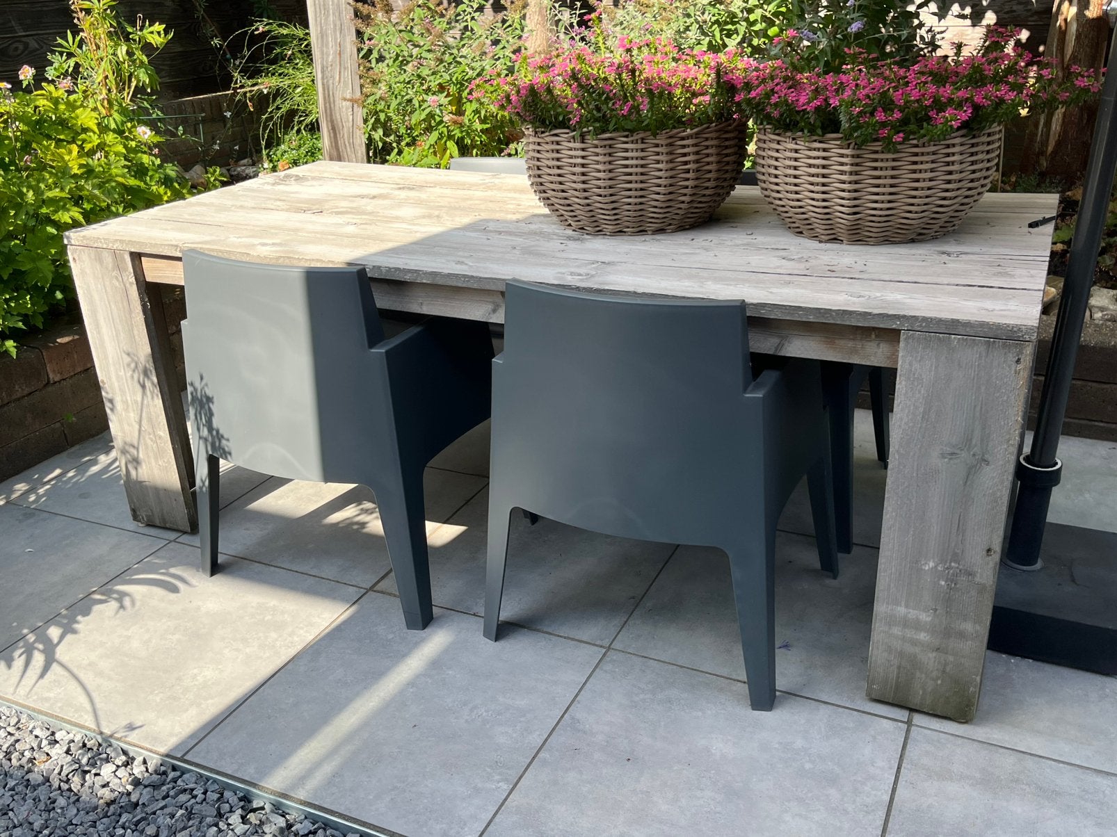 Tuintafel (steigerplanken), Tuin en Terras, Ophalen, Gebruikt, Eettafel, 6 zitplaatsen