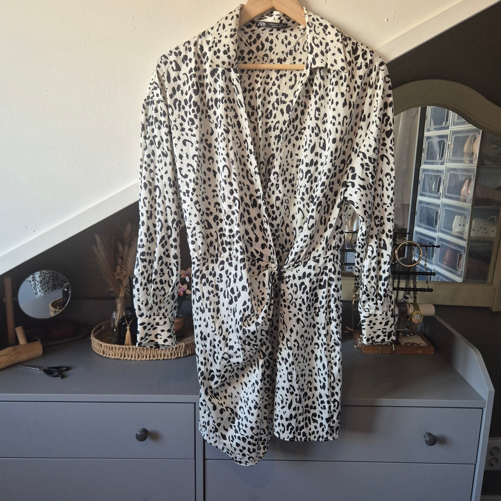 Zara Luipaardprint Wikkeljurk / Knoopjurk - Maat M, Maat 38/40 (M), Zara, Ophalen of Verzenden, Zo goed als nieuw