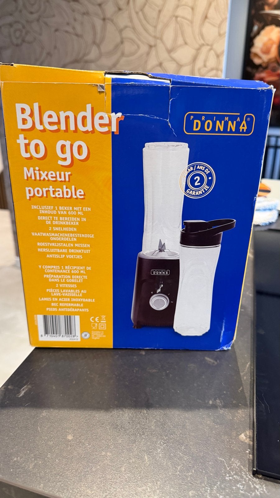 Prima Donna Blender to go - 600ml, 2 snelheden, Witgoed en Apparatuur, Ophalen, 2 snelheden, Nieuw, Vaatwasserbestendig