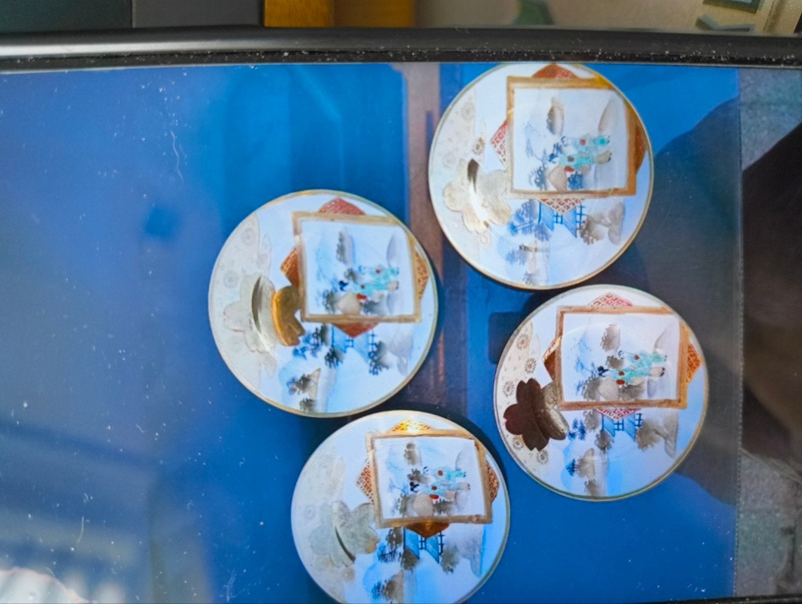 4x Kutani Eierschaal Porseleinen Bordjes, Ophalen of Verzenden