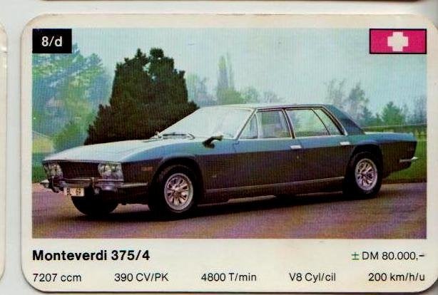 Kw4 autokaartje monteverdi 375/4, Ophalen of Verzenden, Zo goed als nieuw, Auto's