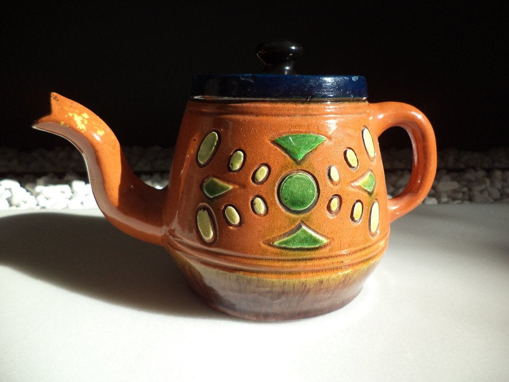 ca 1920 antiek vlaams aardewerk theepot, teapot, teepot, Antiek en Kunst, Ophalen of Verzenden