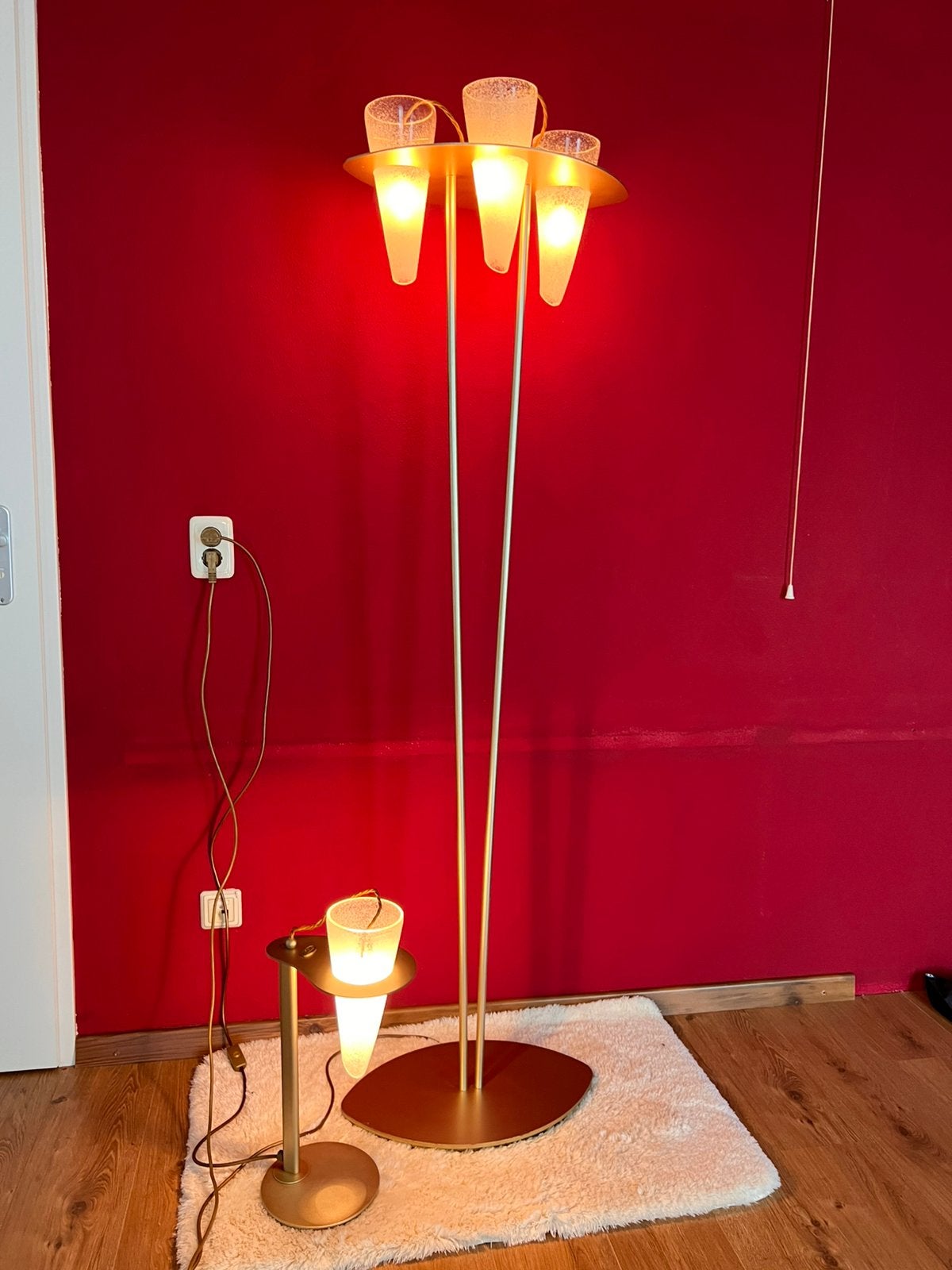 Stijlvolle set zware stevige vloer lamp + tafellamp, Ophalen, Zo goed als nieuw, Glas, 150 tot 200 cm