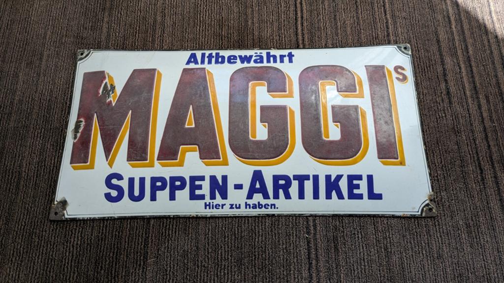 Groot Maggi emaille Bord jaren 30, Antiek en Kunst, Antiek | Emaille, Ophalen of Verzenden