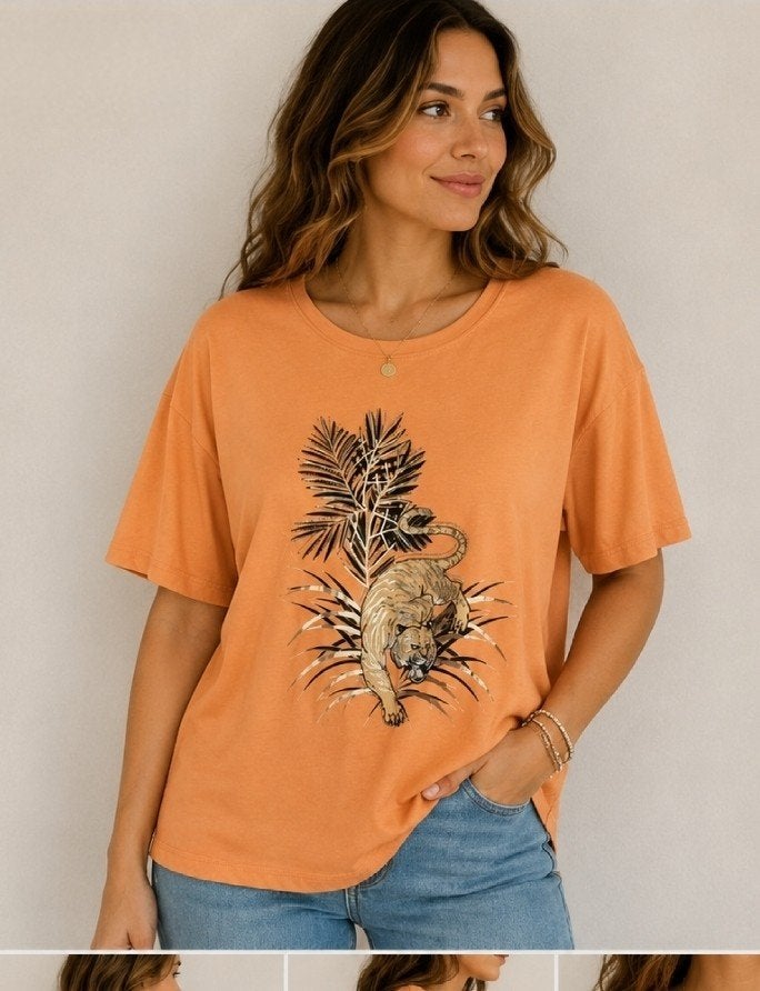 shirt tijger peach maat Large NIEUW, Kleding | Dames, T-shirts, Maat 42/44 (L), Nieuw, Oranje, Ophalen of Verzenden