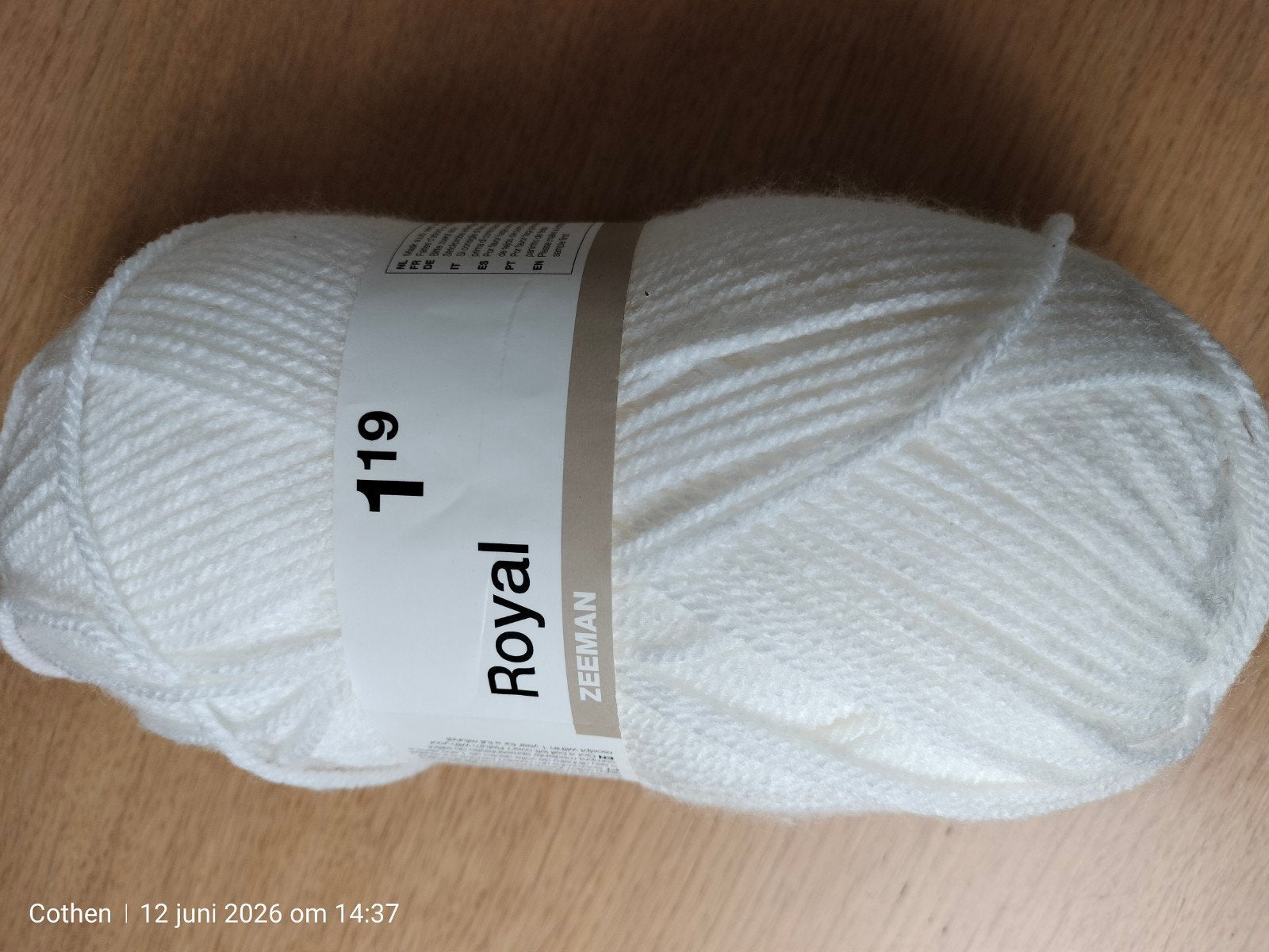 Zeeman Royal Garen Wit - Nieuw Bol Wol, Hobby en Vrije tijd, Breien en Haken, Ophalen of Verzenden, Nieuw, Breien of Haken, Wol of Garen