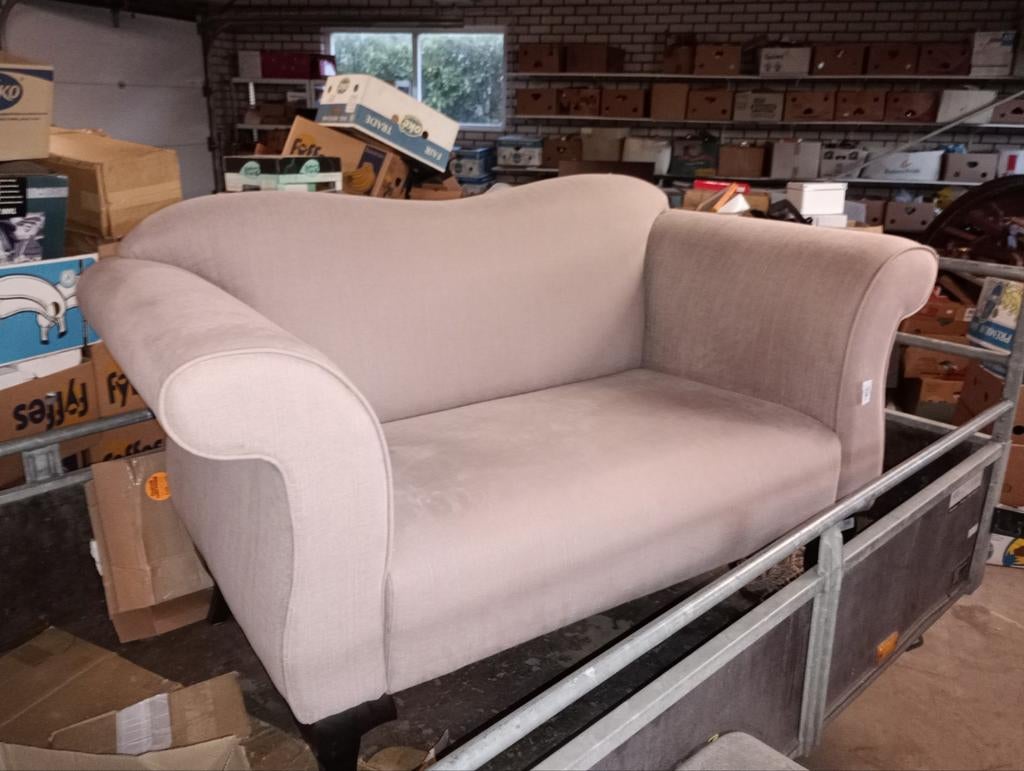 Mooie bank stel met vaste kussen oud roze of taupe, Huis en Inrichting, Ophalen, Nieuw, Tweepersoons, Stof