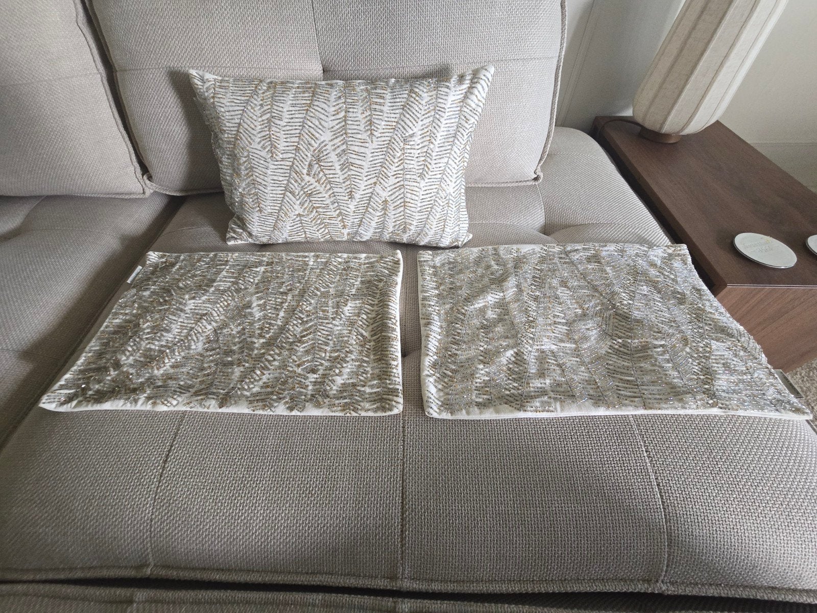 riviera maison bling bling kussenhoes wit zilver goud, Ophalen of Verzenden, Zo goed als nieuw, Wit, Vierkant