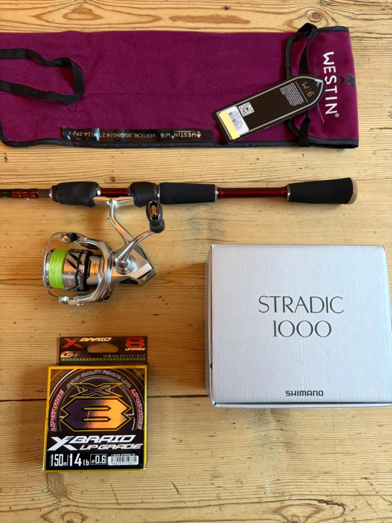 Verticaal set: Westin W6 & Shimano Stradic FM 1000, Ophalen, Zo goed als nieuw, Complete set