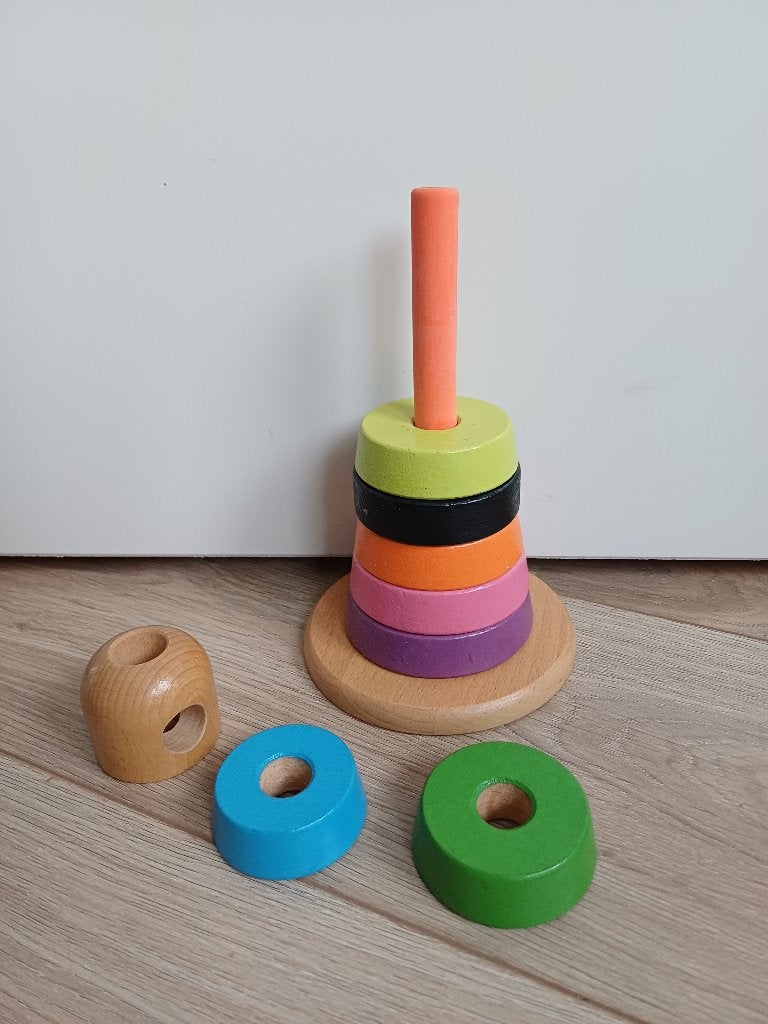 Houten stapeltoren met houten schijven; nieuwstaat!, Ophalen of Verzenden, Zo goed als nieuw, Overige typen