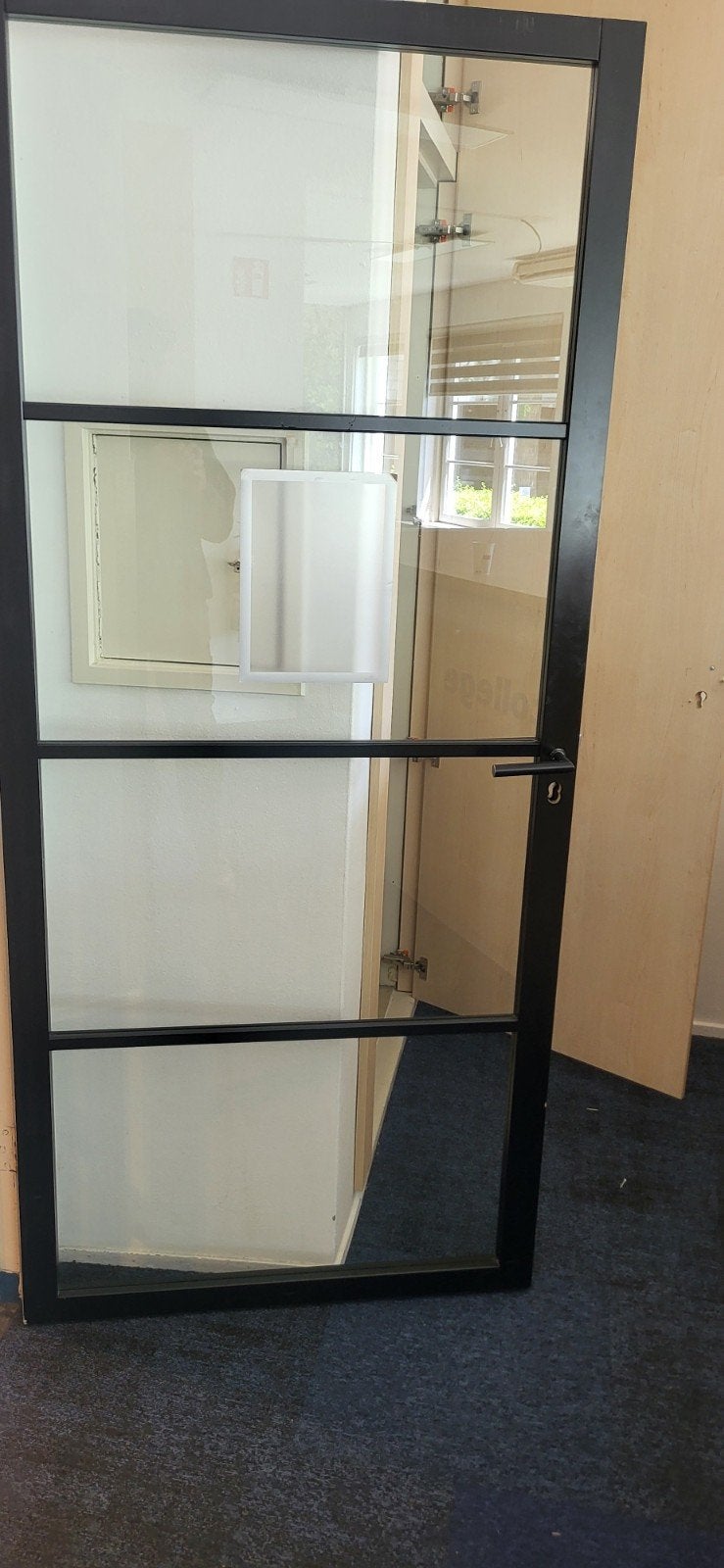 Zwarte binnendeur met glas, 90x210 cm, Ophalen, 80 tot 100 cm, Binnendeur, Zo goed als nieuw
