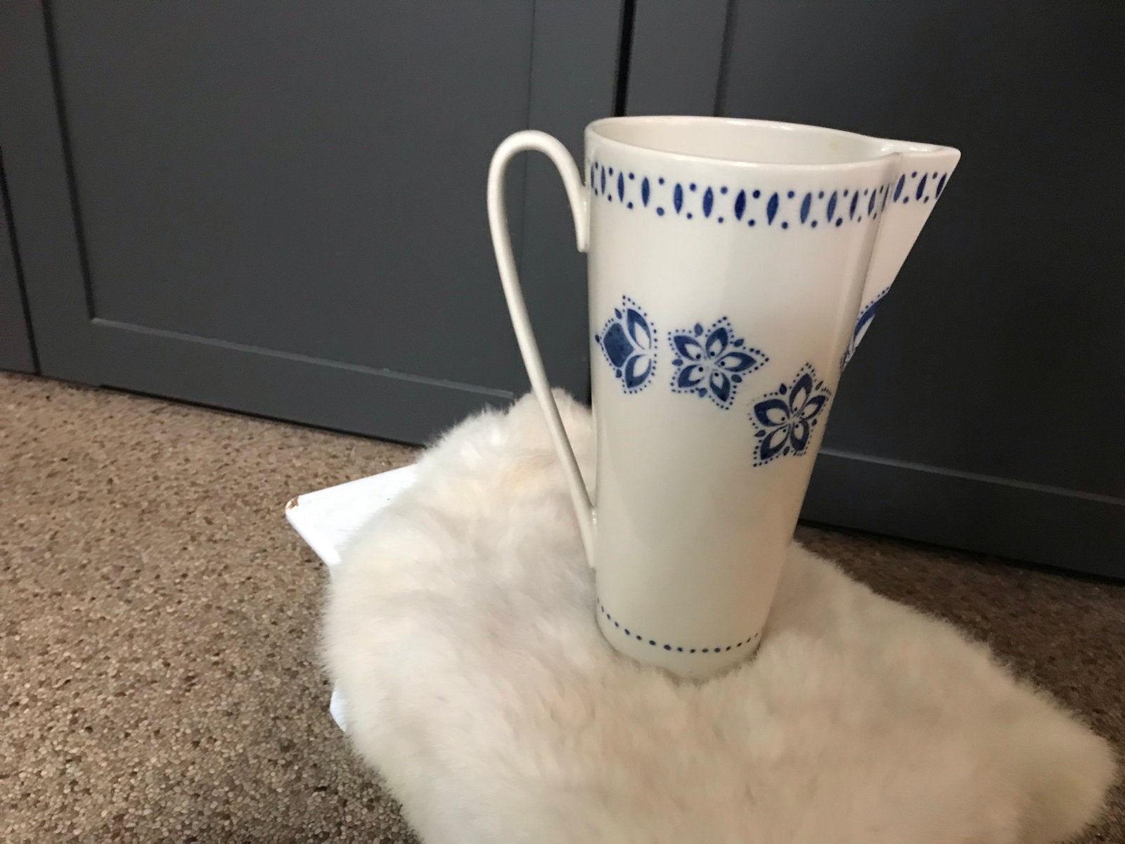 Hema kan met blauw bloemenpatroon, Ophalen of Verzenden