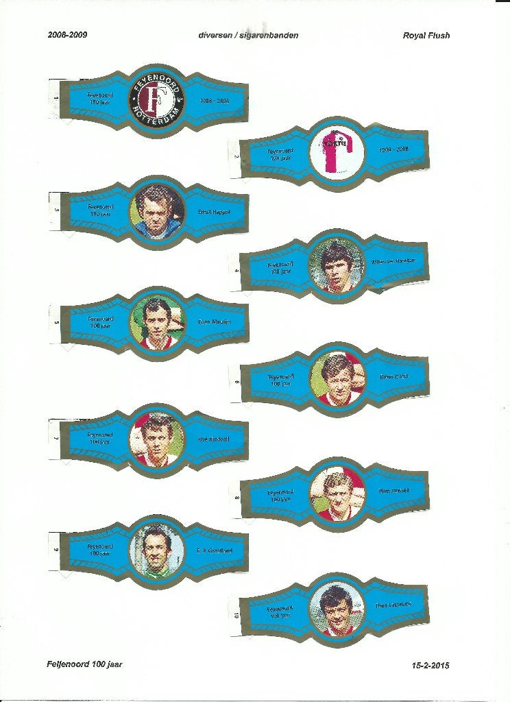 2008-2009 sigarenbandjes Royal Flush blauw goud Feyenoord, Verzenden, Zo goed als nieuw, Feyenoord, Overige typen