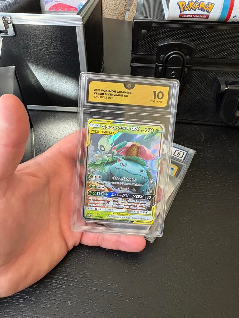 Venusaur en celebi gx grade 10, Ophalen of Verzenden, Zo goed als nieuw, Meerdere kaarten, Foil