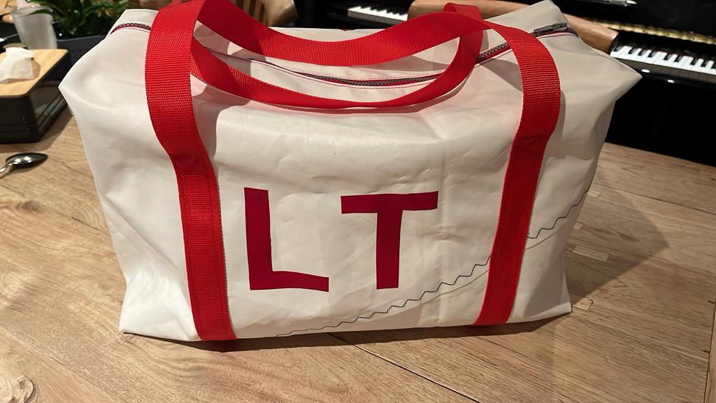 Unieke Weekendtas van Zeildoek met Eigen Logo/Naam, 40 tot 60 cm, Gebruikt, 20 tot 30 cm, Wit