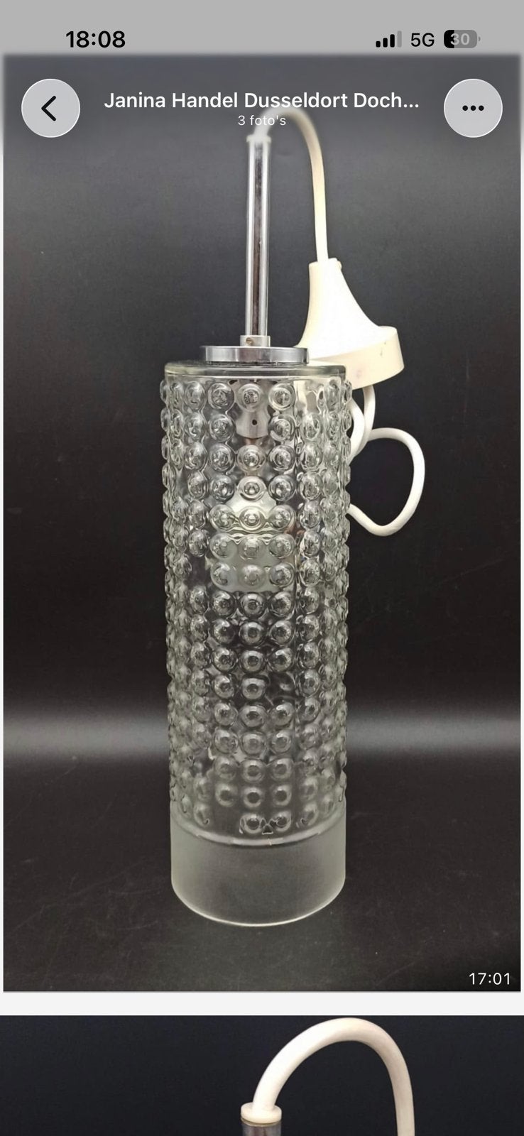 Vintage Peill & Putzler Hanglamp - Bubbelglas - Jars 60/70, Ophalen of Verzenden, Gebruikt, Glas, E27 (groot)