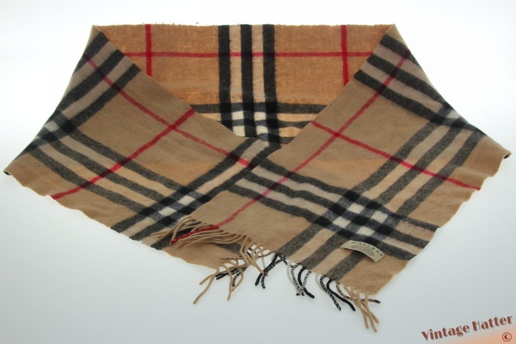 Vintage Sjaal Burberry camel beige geruit kasjmier, Maat 38/40 (M), Ophalen of Verzenden, Burberry, Sjaal