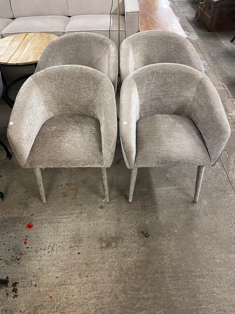 Nieuw!  4 grijze stoffen eetkamerstoelen, Huis en Inrichting, Stoelen, Zo goed als nieuw, Eén, Grijs, Ophalen