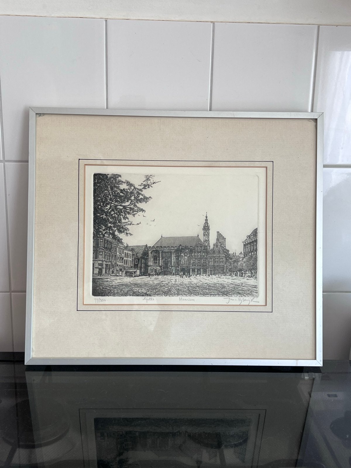 Ets van Cornelis van Rijsewijk - Stadsgezicht Haarlem, Antiek en Kunst, Stadsgezicht, Ophalen of Verzenden, 1950 - 1999, Genummerd