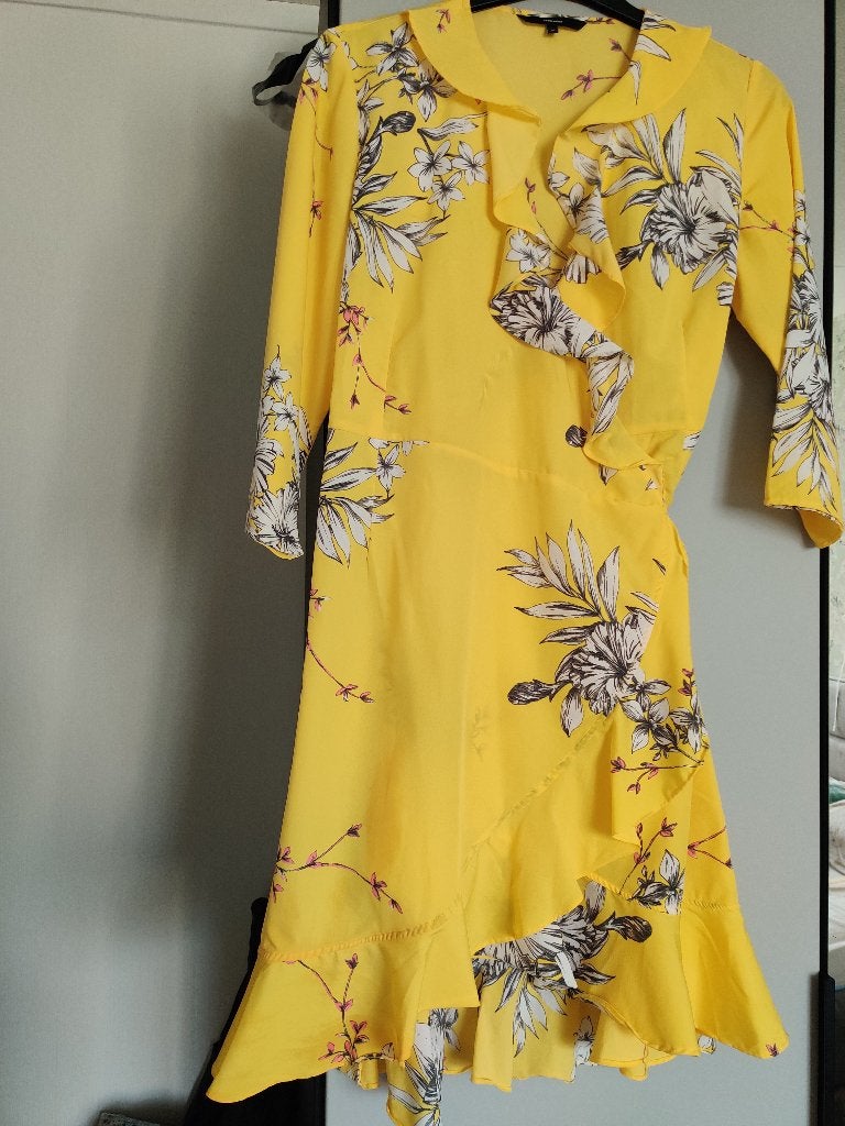 Omslagjurk, Ophalen, Vero Moda, Geel, Maat 46/48 (XL) of groter
