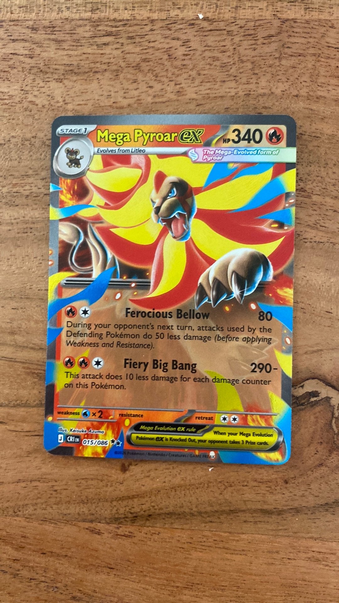 Pokémon Kaart Mega Pyroar EX 340 HP, Ophalen of Verzenden, Zo goed als nieuw, Losse kaart